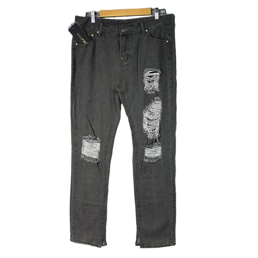 Wulful Men 34x36.5 Distressed Ripped‎ Jeans Grunge Denim Pants Edgy Streetwear